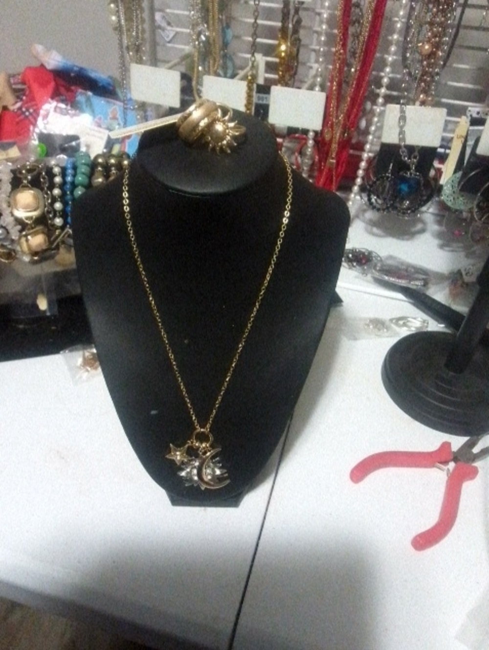 Gold-Tone Moon & Star Pendant Necklace - Women Jewelry